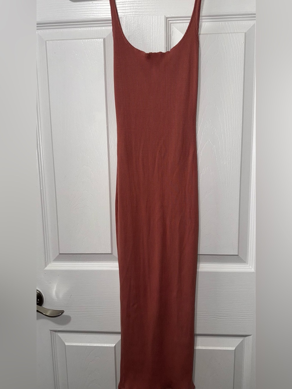 Rolla Coster Slim Ribbed Maxi Dress in pink (looks darker in pics but is pink)